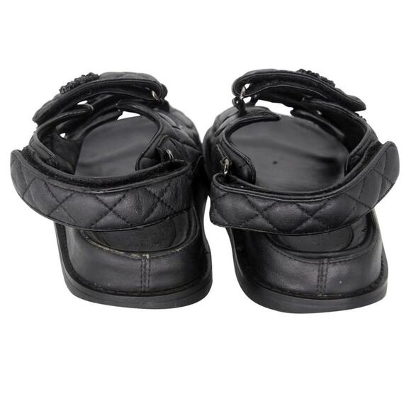 Chanel Crystal Dad 37 Quilted Leather Lambskin Flats Sandals CC-0519N-0182 - Picture 9 of 11